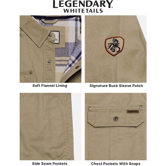 Mens Twig Whitetails Flannel Lined Shirt Jacket Waxed Cotton Water Resis - Picture 4 of 7